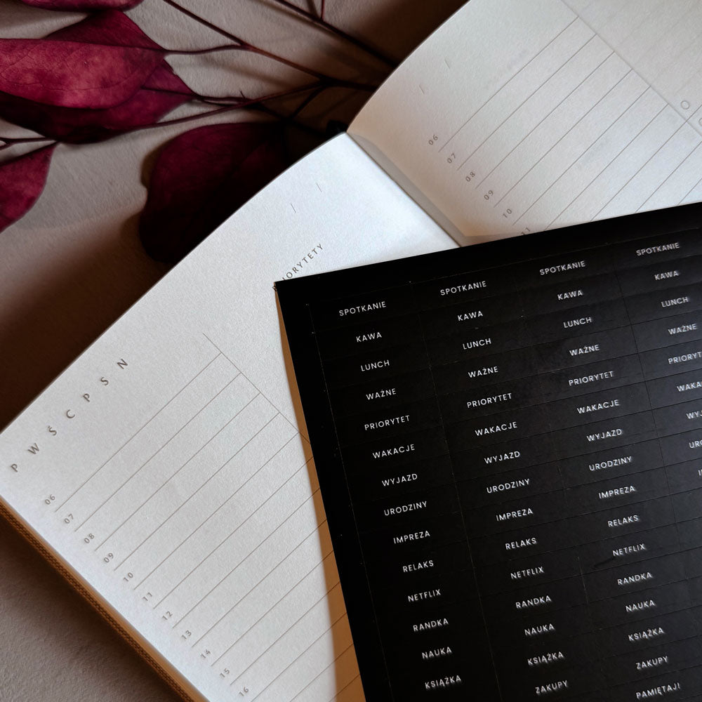 Naklejki do planera czarne napisy