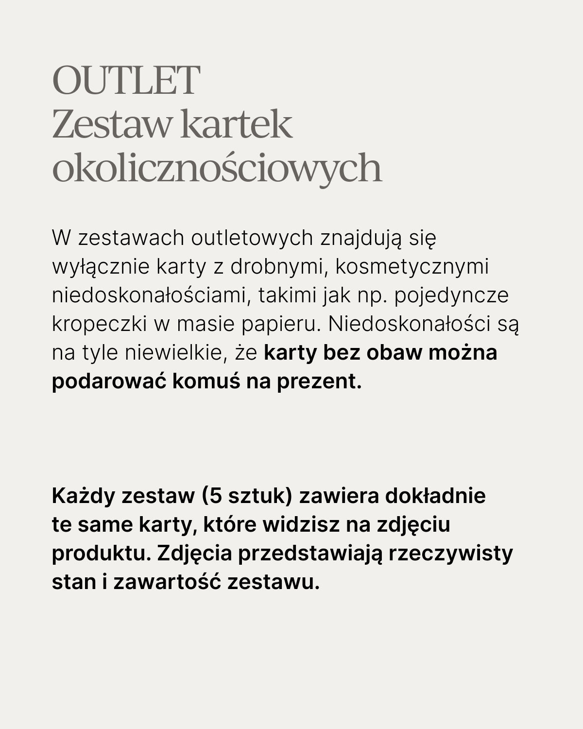 OUTLET - Kartki okolicznościowe 5 sztuk | ZESTAW 1