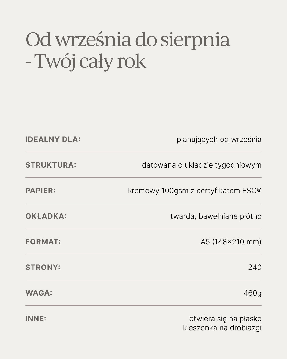 Kalendarz dzienny od września 2026/2027 - DUST PINK (przedsprzedaż)