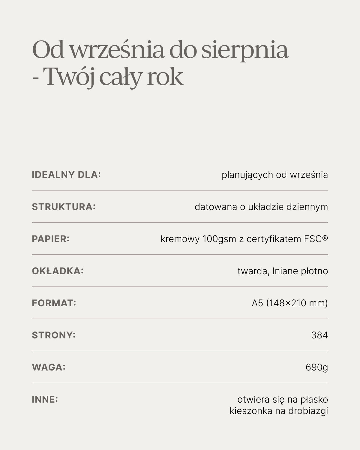 Kalendarz dzienny od września 2026/2027 - WARM LINEN (przedsprzedaż)