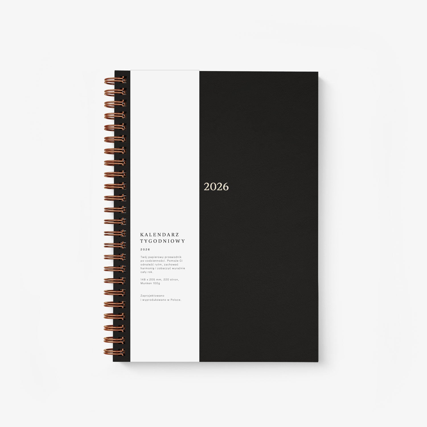 Kalendarz tygodniowy na spirali 2026 - CLASSY BLACK