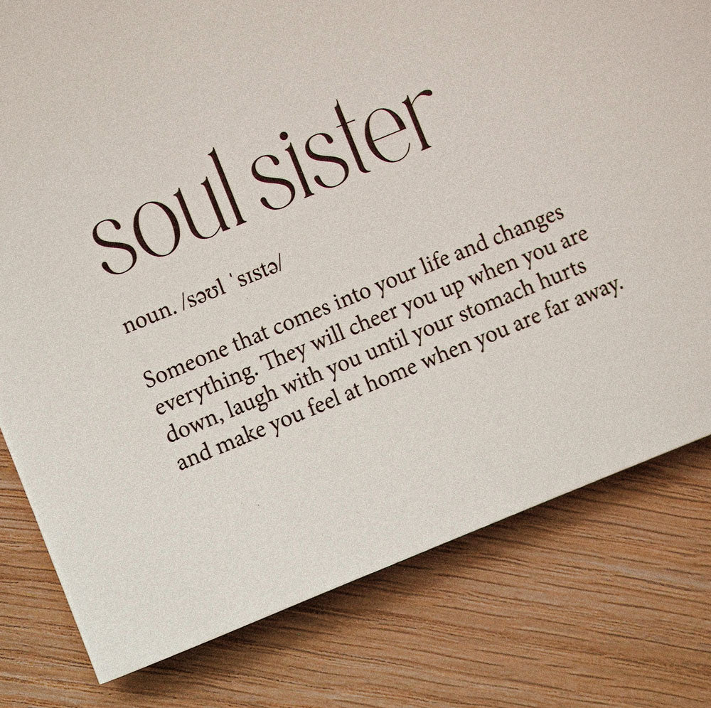 Kartka okolicznościowa z napisem Soul sister