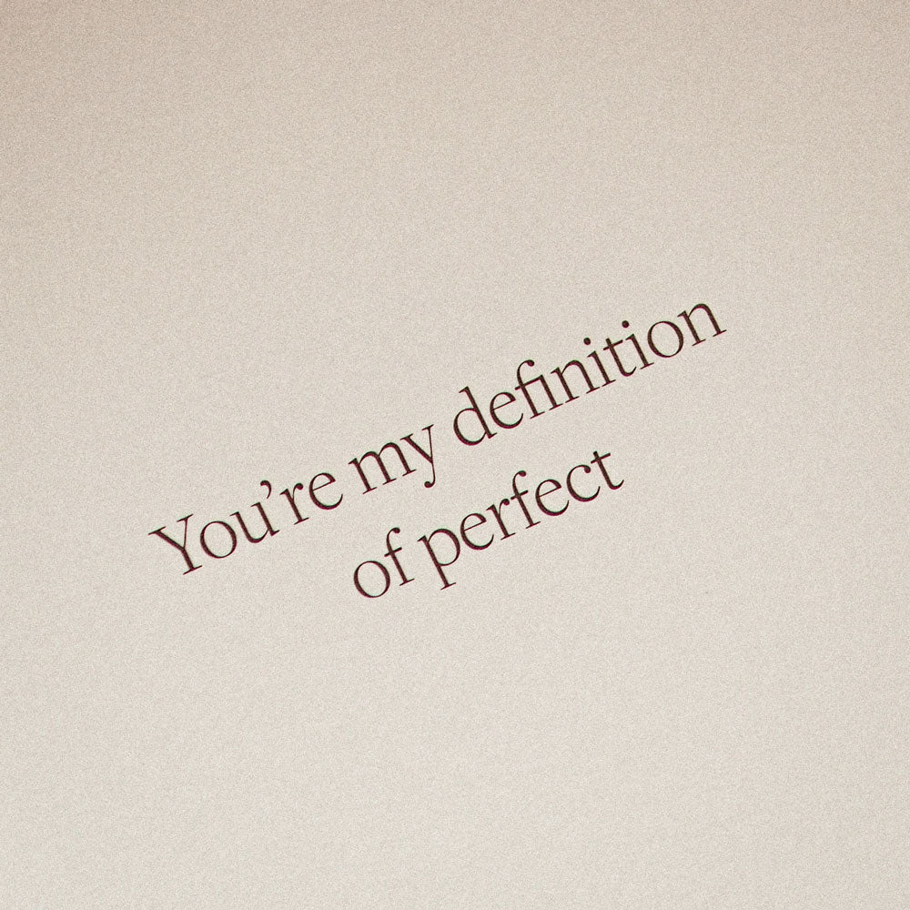 Kartka okolicznościowa z napisem You're my definition of perfect