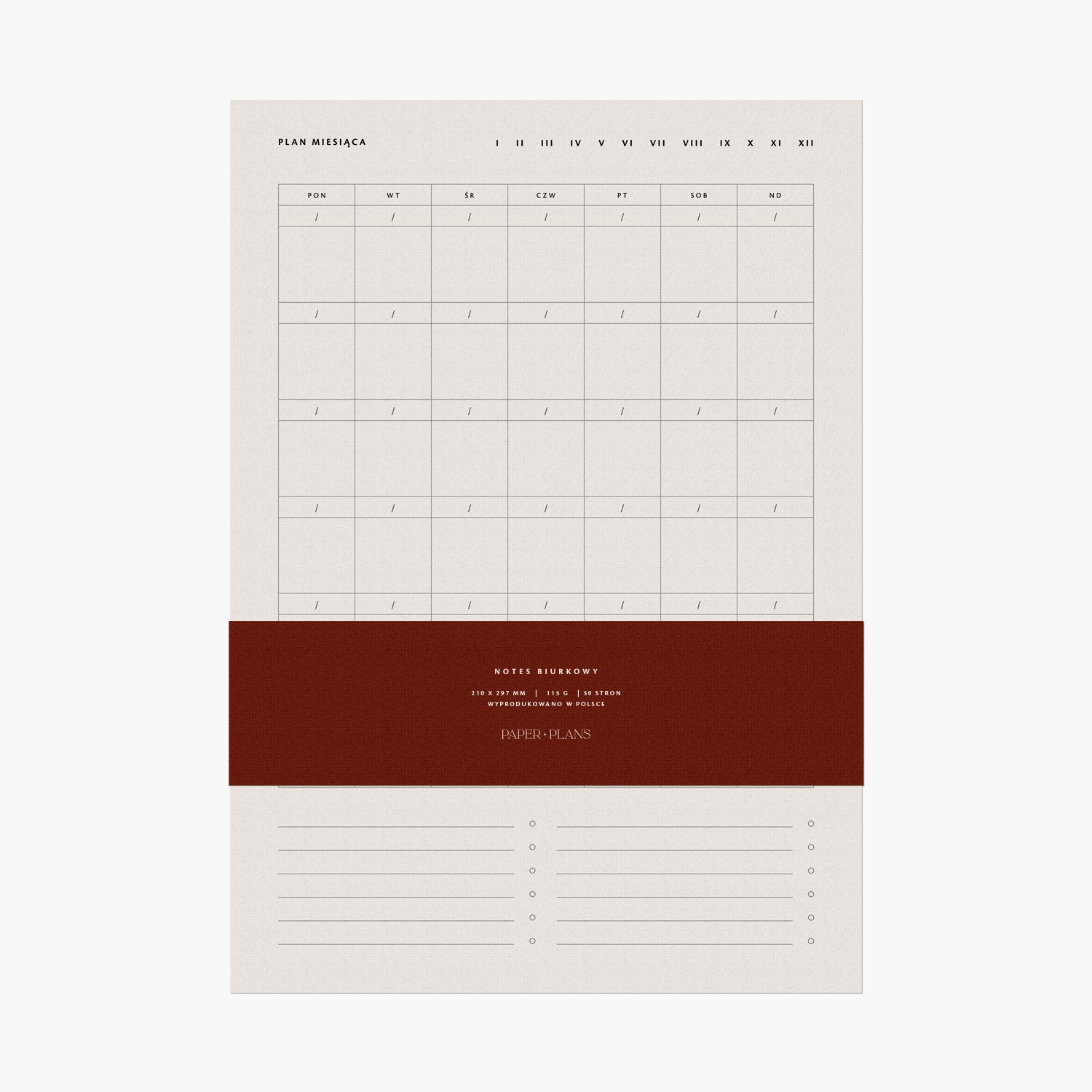 Plan miesiąca notes