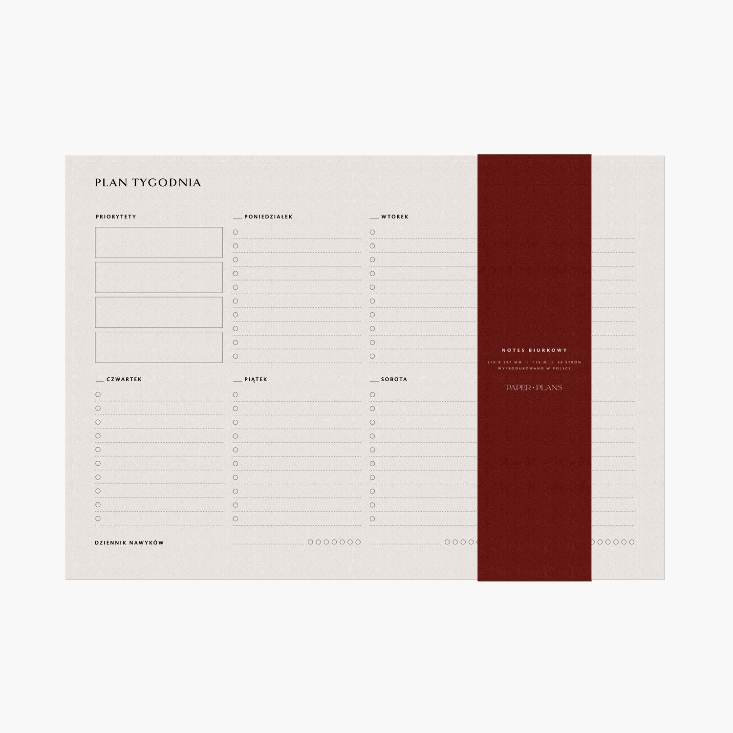 Planer tygodniowy notes