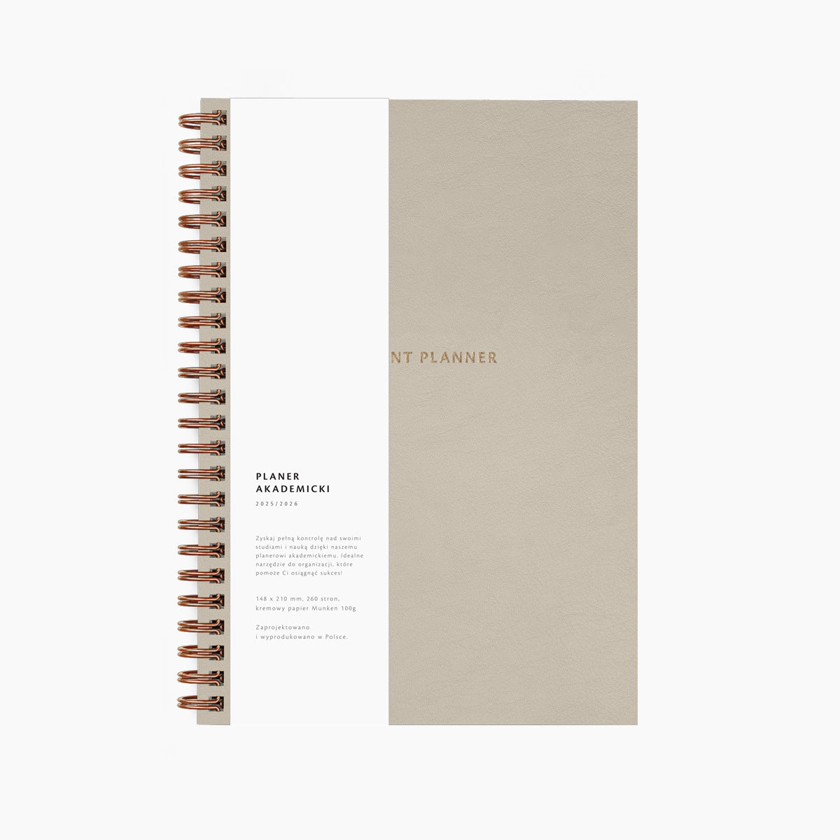 Kalendarz akademicki na spirali 2025/2026 - SANDY BEIGE