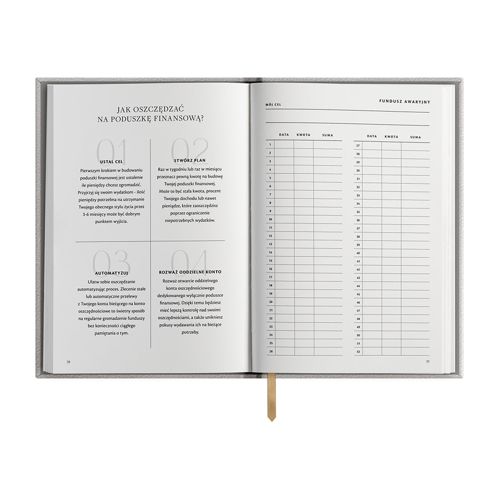Planer budżetu FINANCIAL PLANNER - sekcja celów finansowych w planerze i fundusz awaryjny