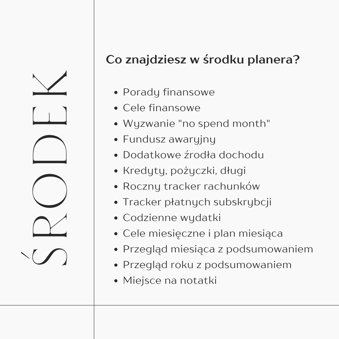 Planer budżetu FINANCIAL PLANNER - co znajduje się w planerze