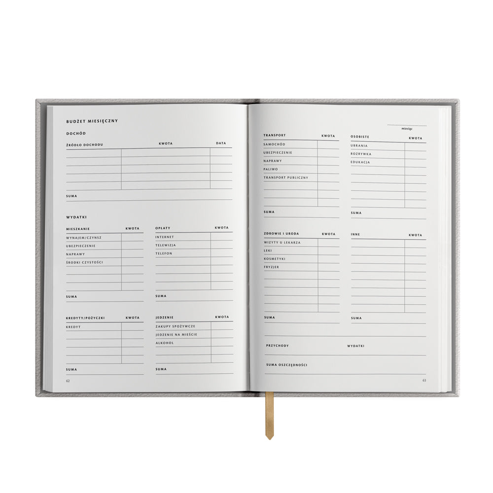 Tabelka do planowania budżetu domowego w planerze finansowym Paper+Plans