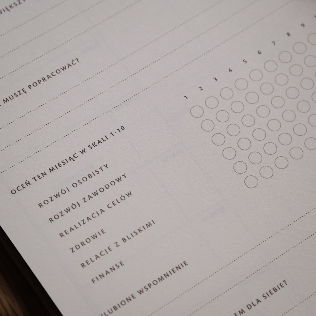 Podsumowanie celów i miesiąca w planerze na spirali