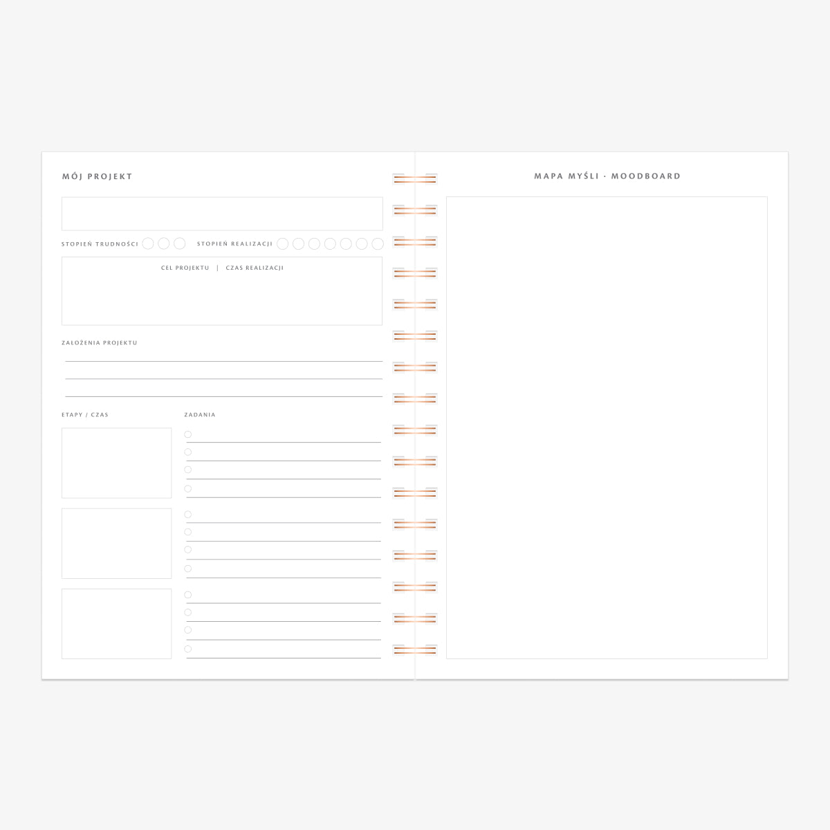 Projekty w planerze na spirali