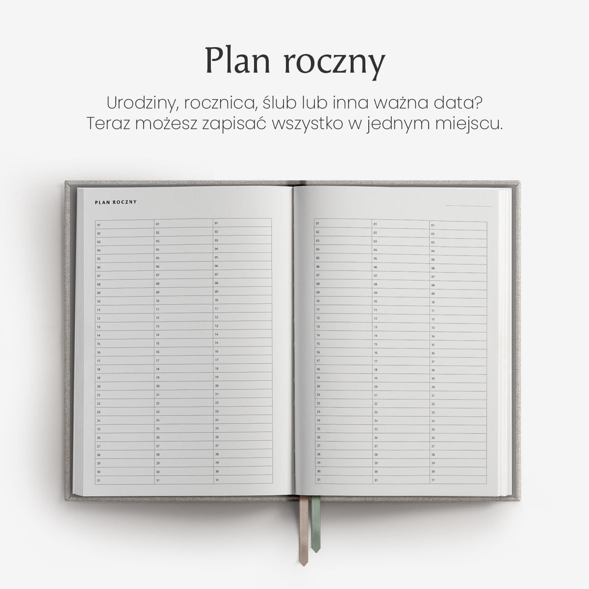 Plan roczny w planerze dziennym niedatowanym