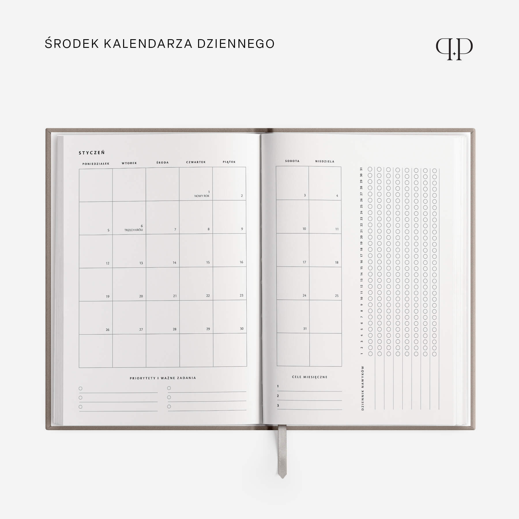 Kalendarz dzienny 2026 - DUST PINK