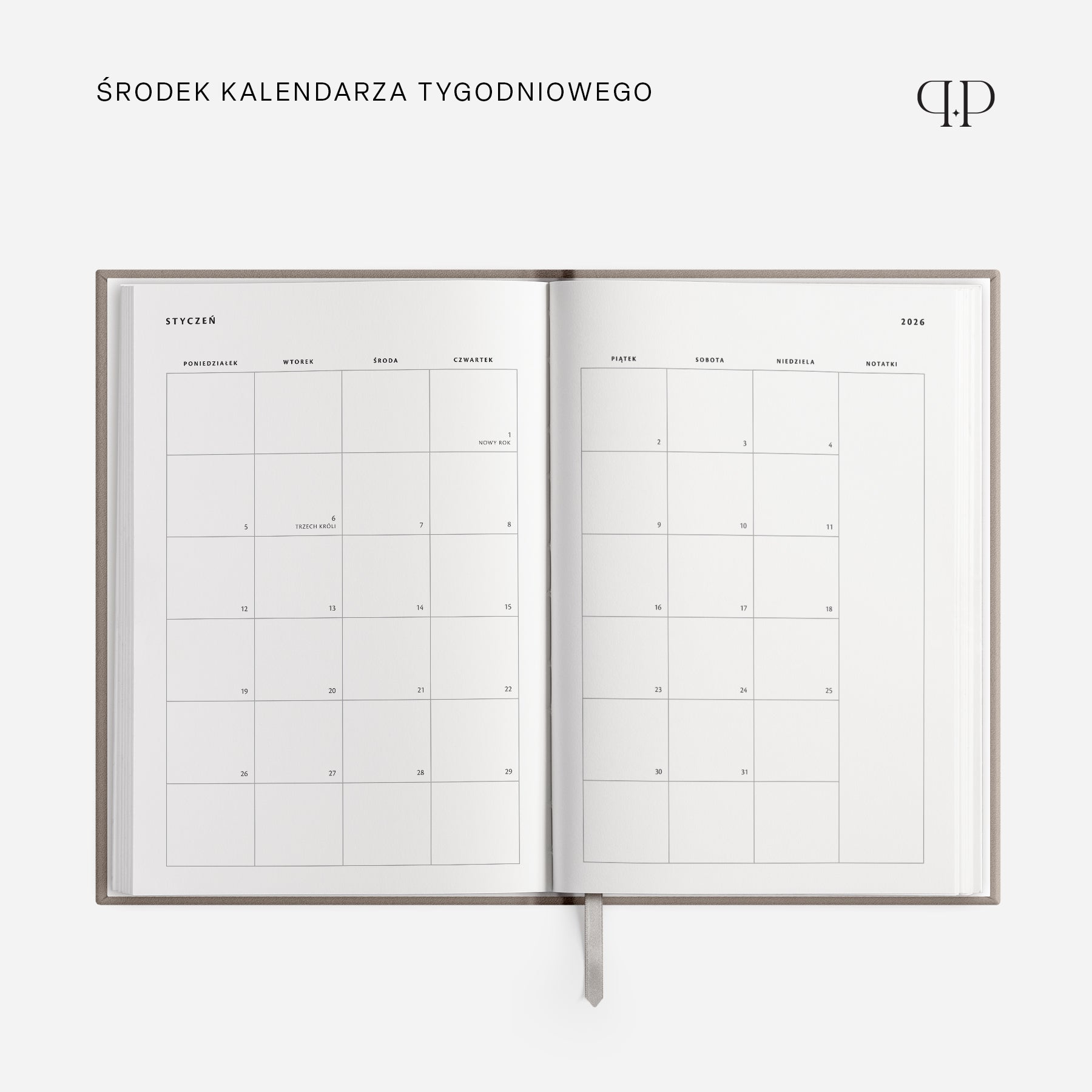 Kalendarz tygodniowy 2026 - DUST PINK