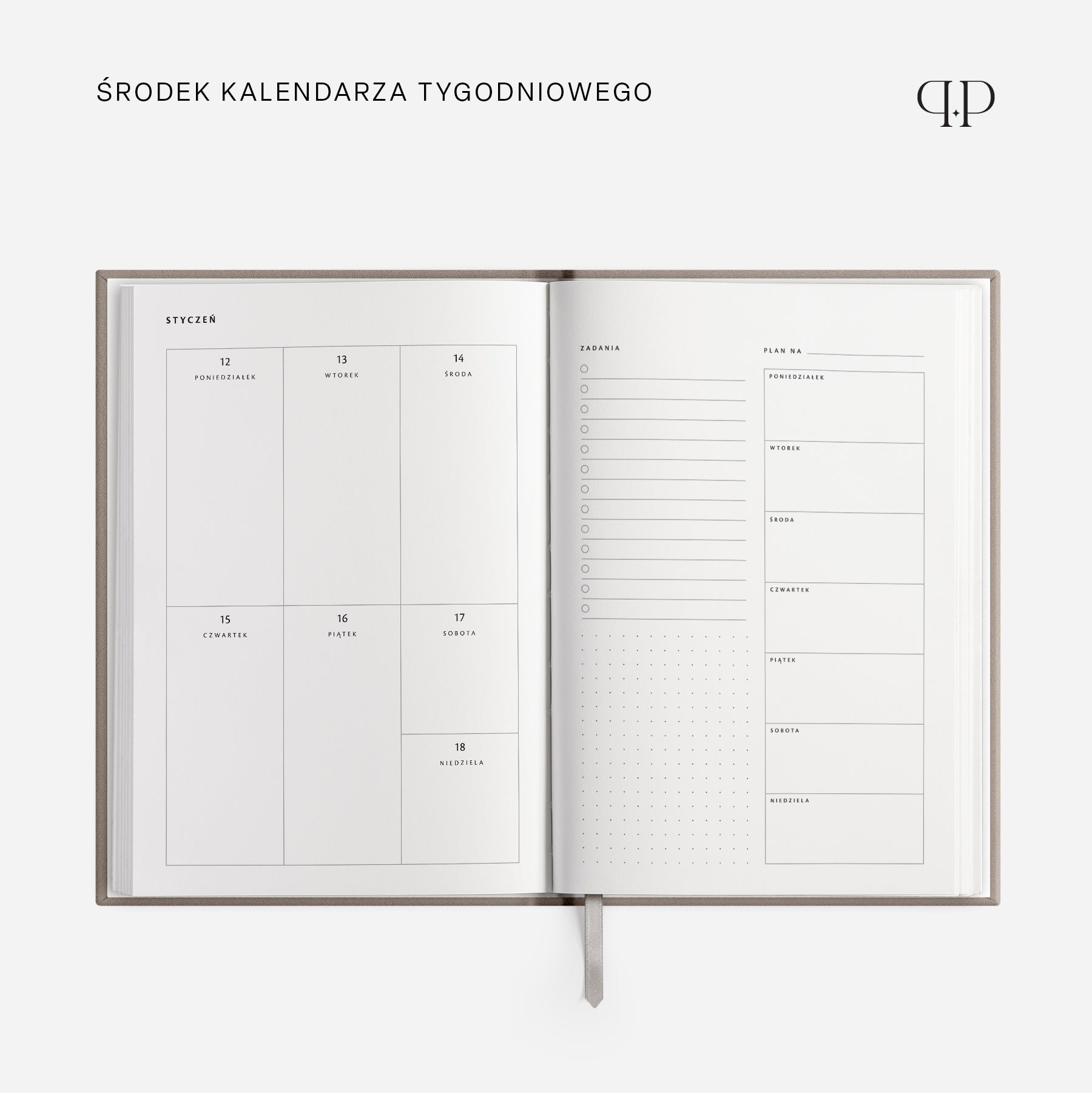 Kalendarz tygodniowy 2026 - DUST PINK