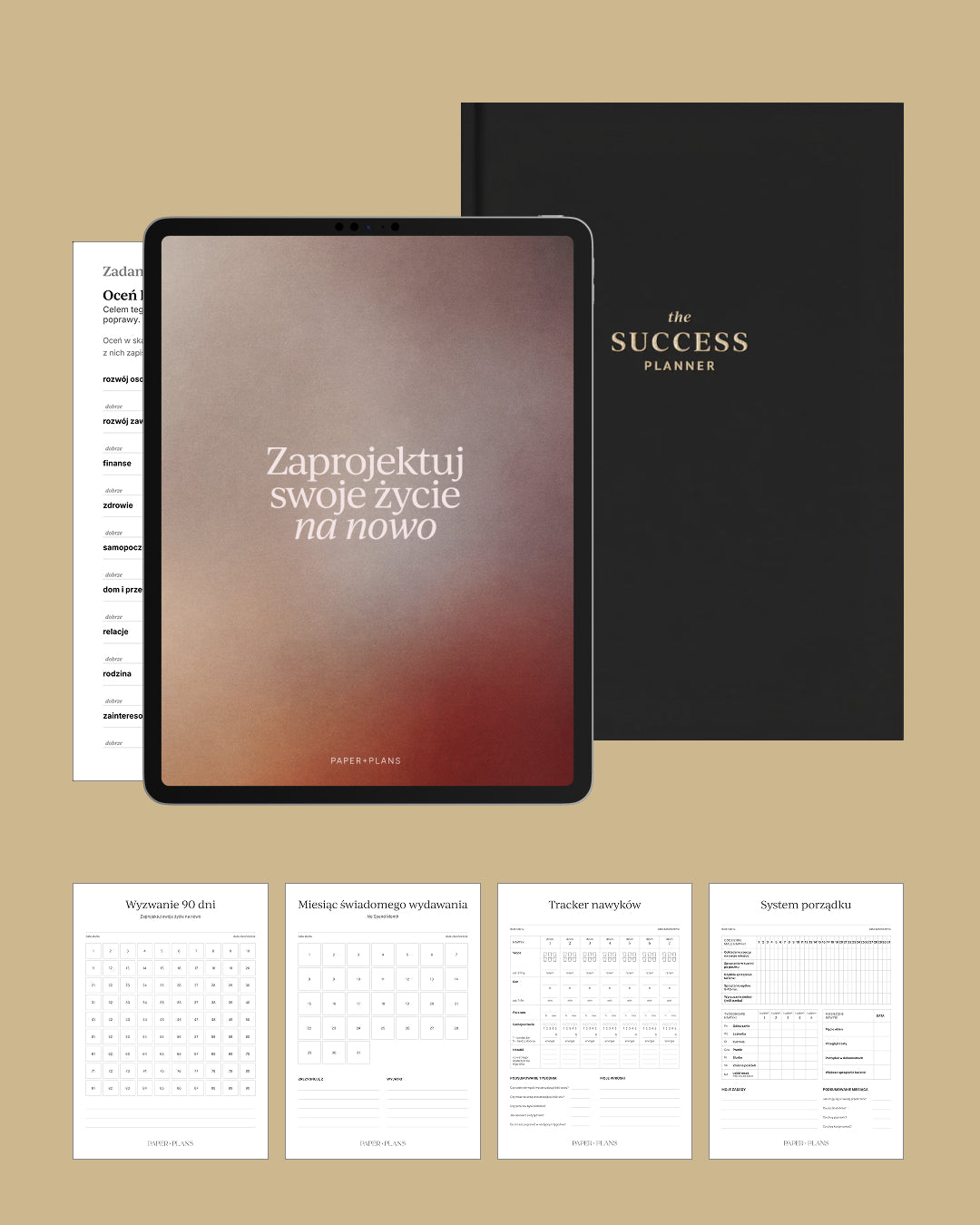 ZESTAW 90 dni zmiany: Planer produktywności Success Planner + Karty pracy "Zaprojektuj swoje życie na nowo"