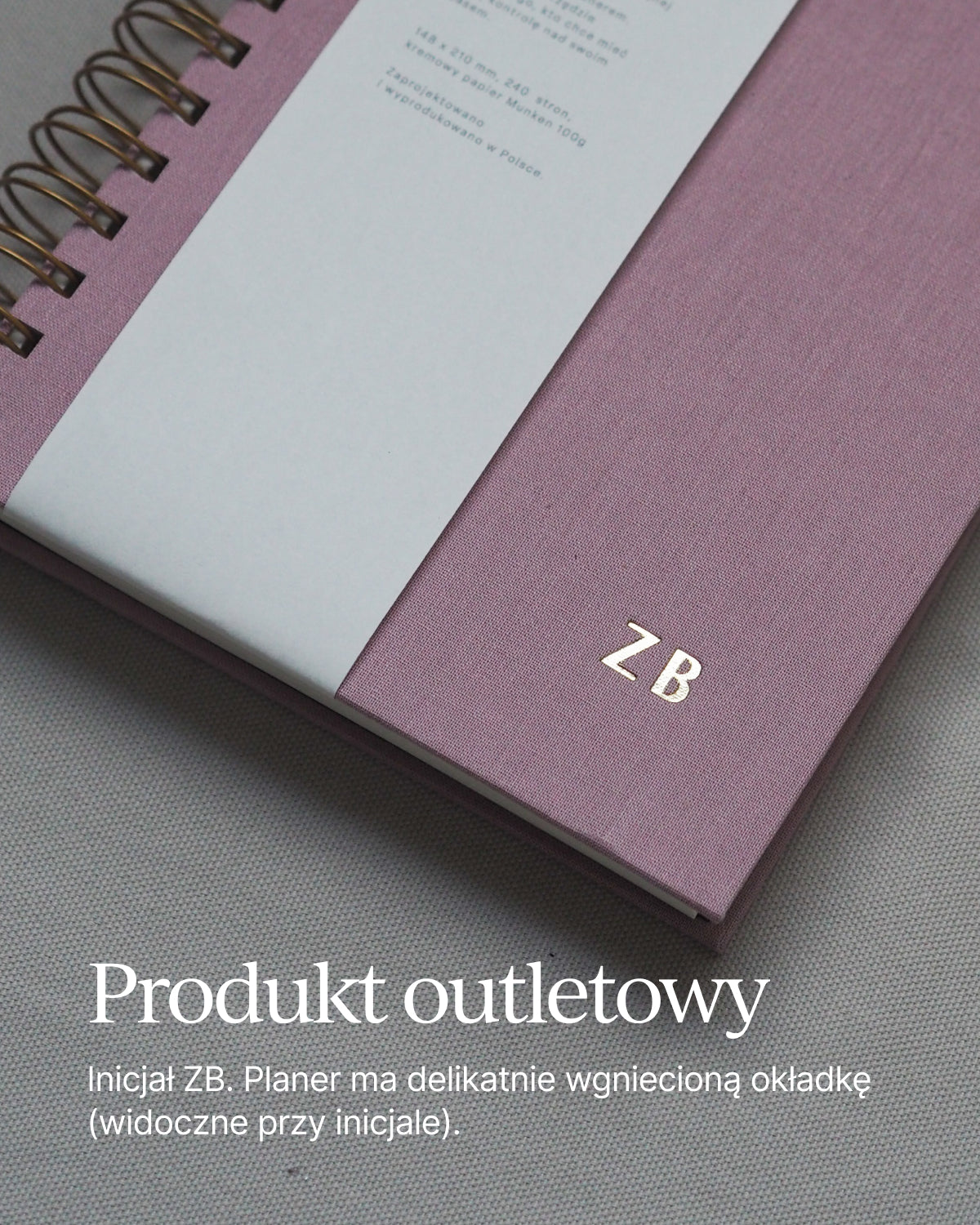OUTLET - Planer tygodniowy na spirali DUST PINK (inicjał ZB)