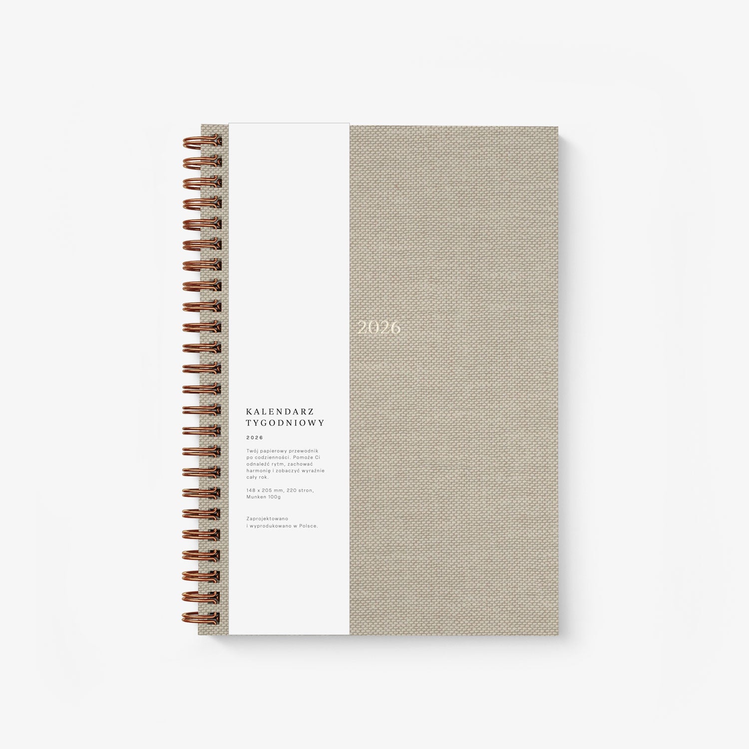 Kalendarz tygodniowy na spirali 2026 - WARM LINEN