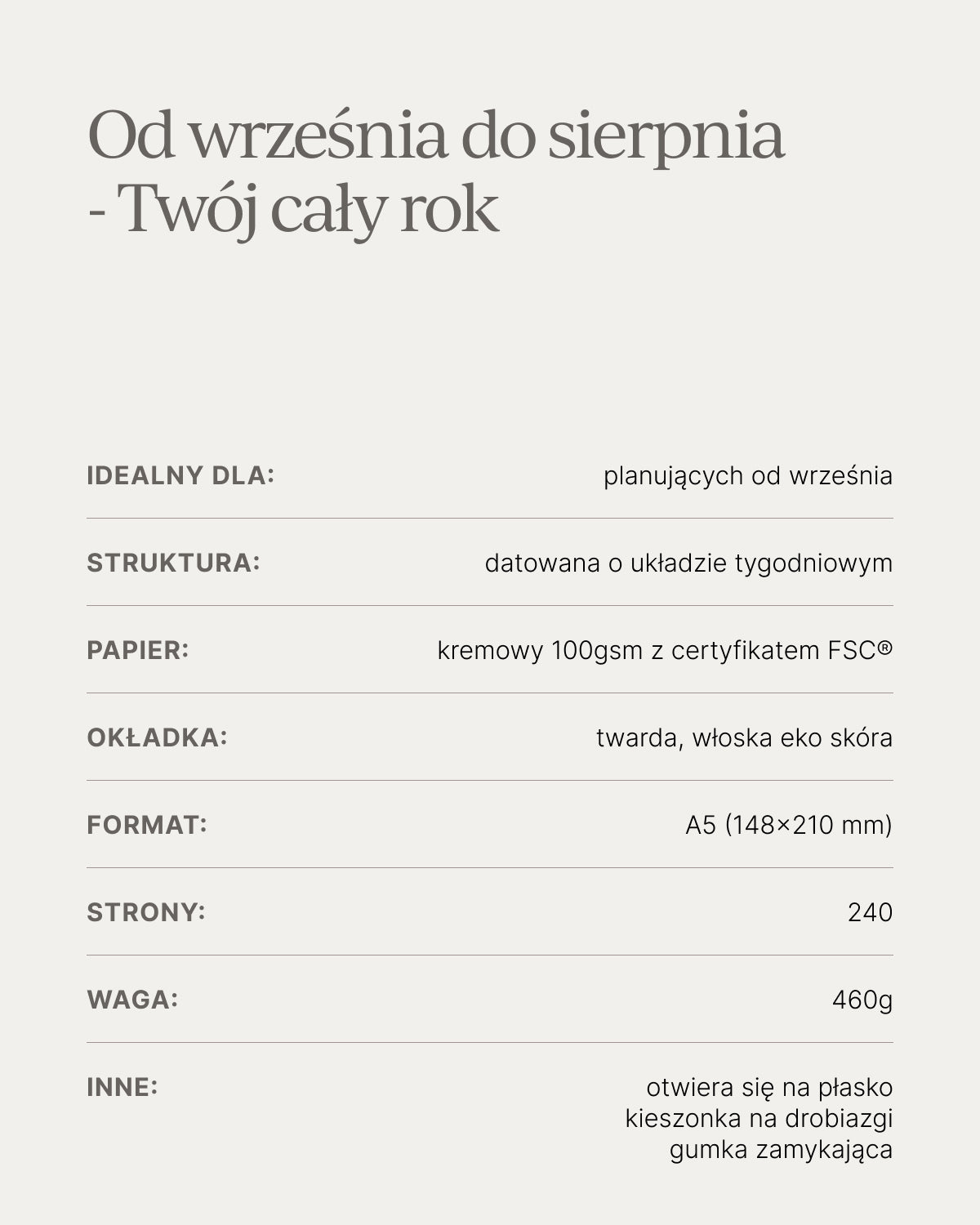 Kalendarz tygodniowy od września 2026/2027 - RUSSET BROWN (przedsprzedaż)