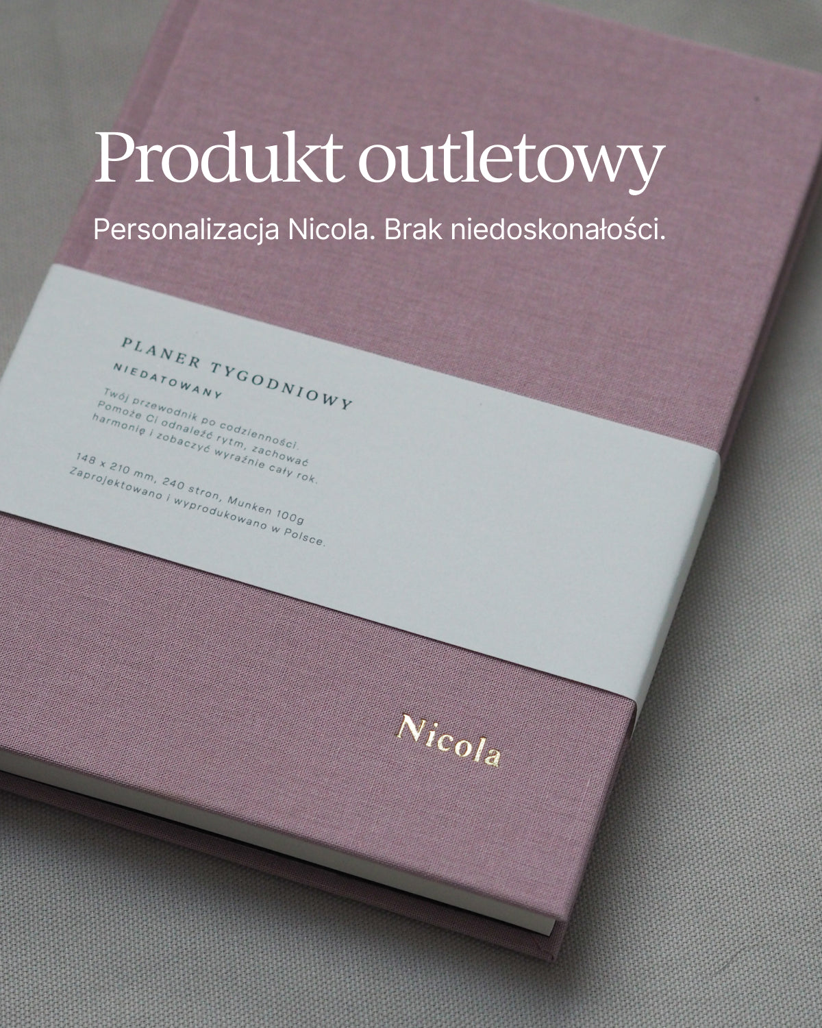 OUTLET - Planer tygodniowy DUST PINK (inicjał Nicola)