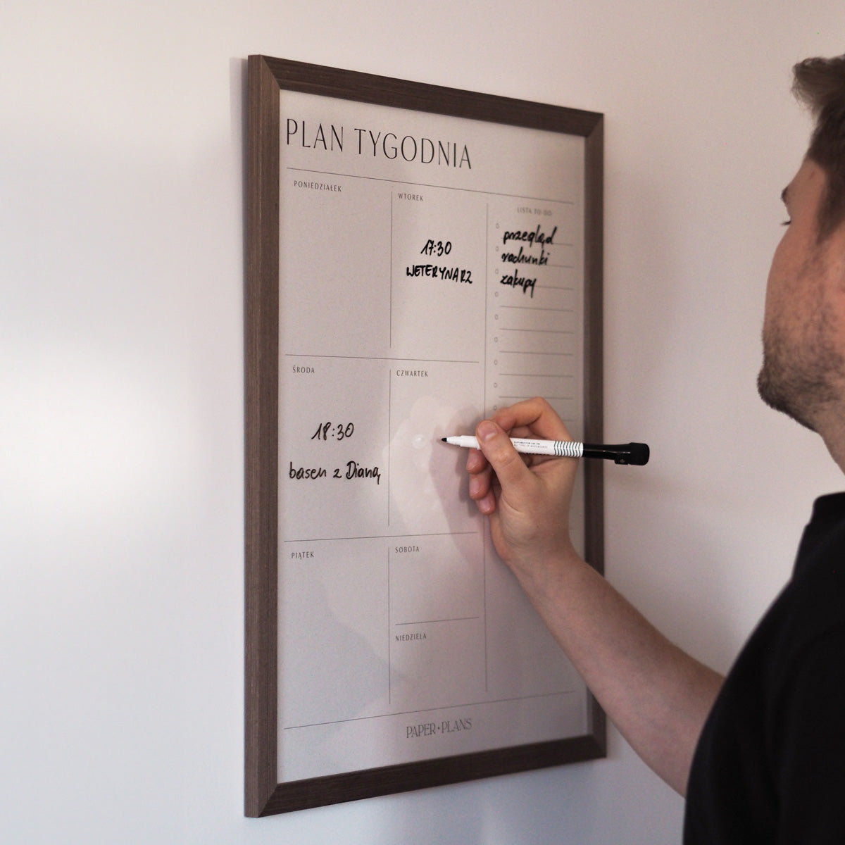 PLANER TYGODNIOWY ŚCIENNY w ramie