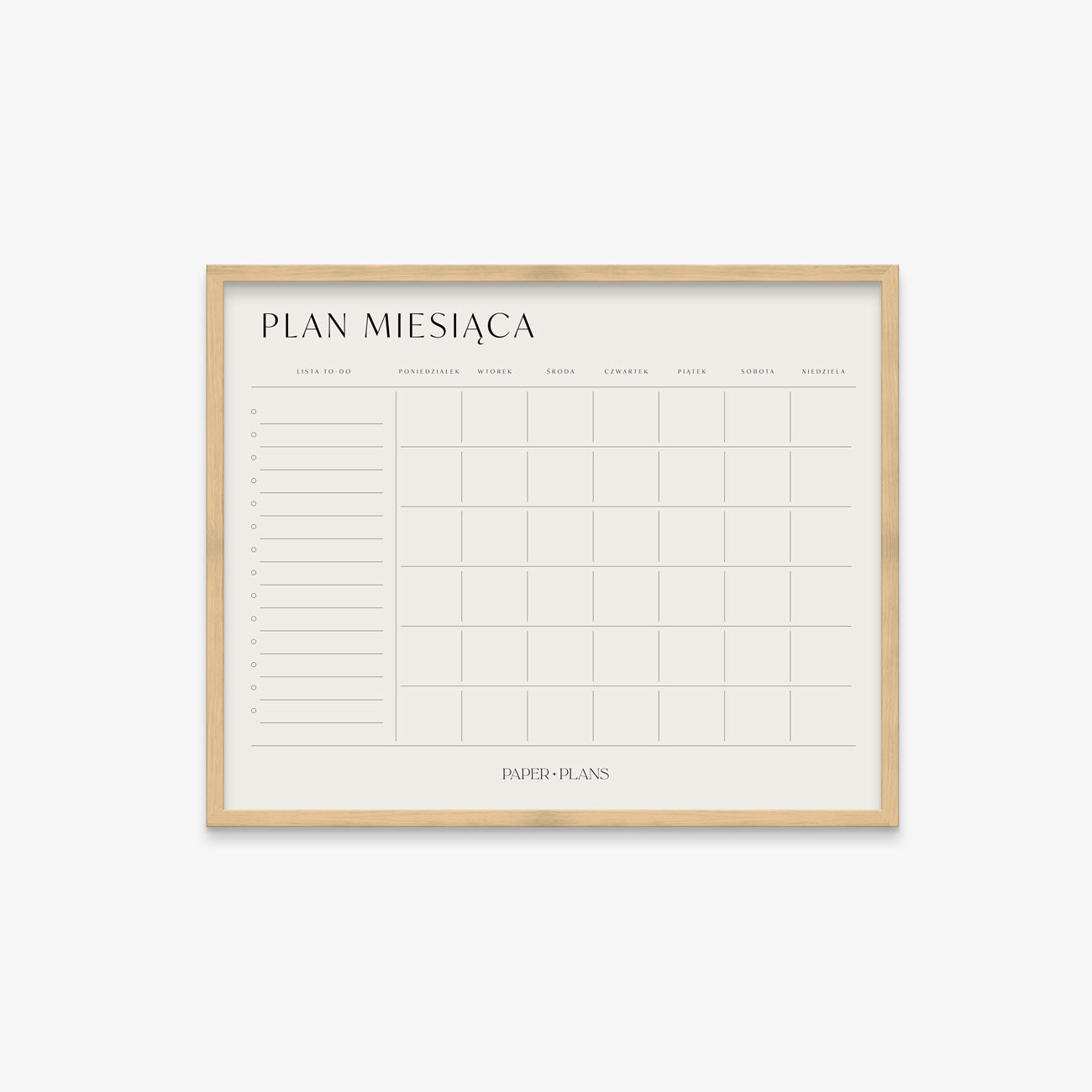 PLANER MIESIĘCZNY ŚCIENNY w ramie