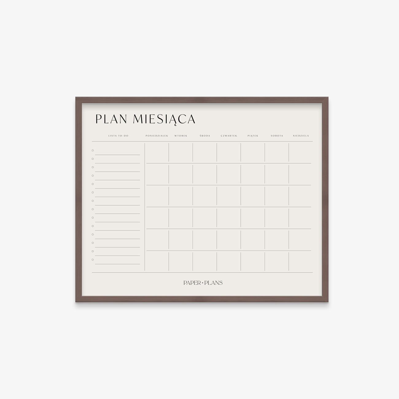 PLANER MIESIĘCZNY ŚCIENNY w ramie