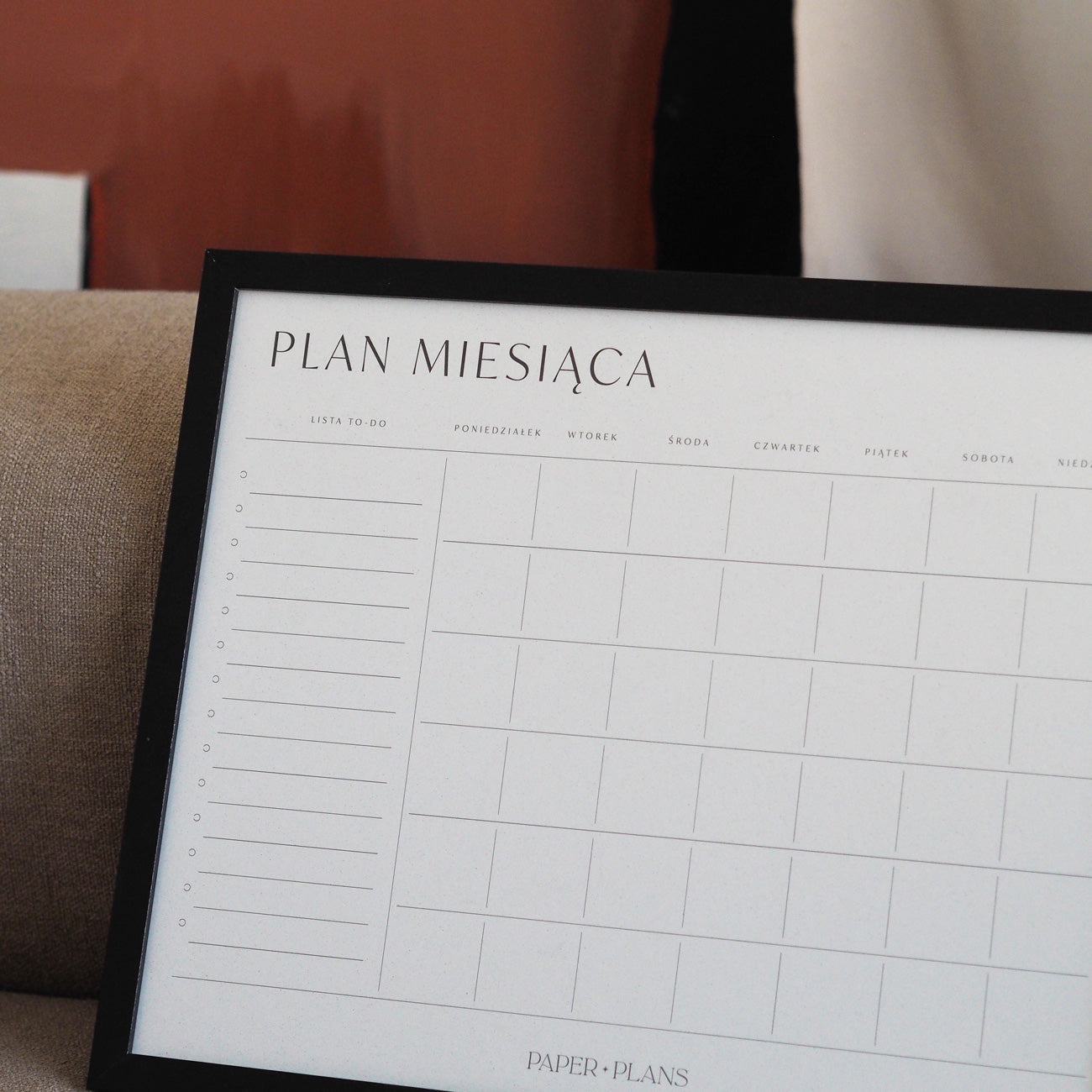 PLANER MIESIĘCZNY ŚCIENNY w ramie