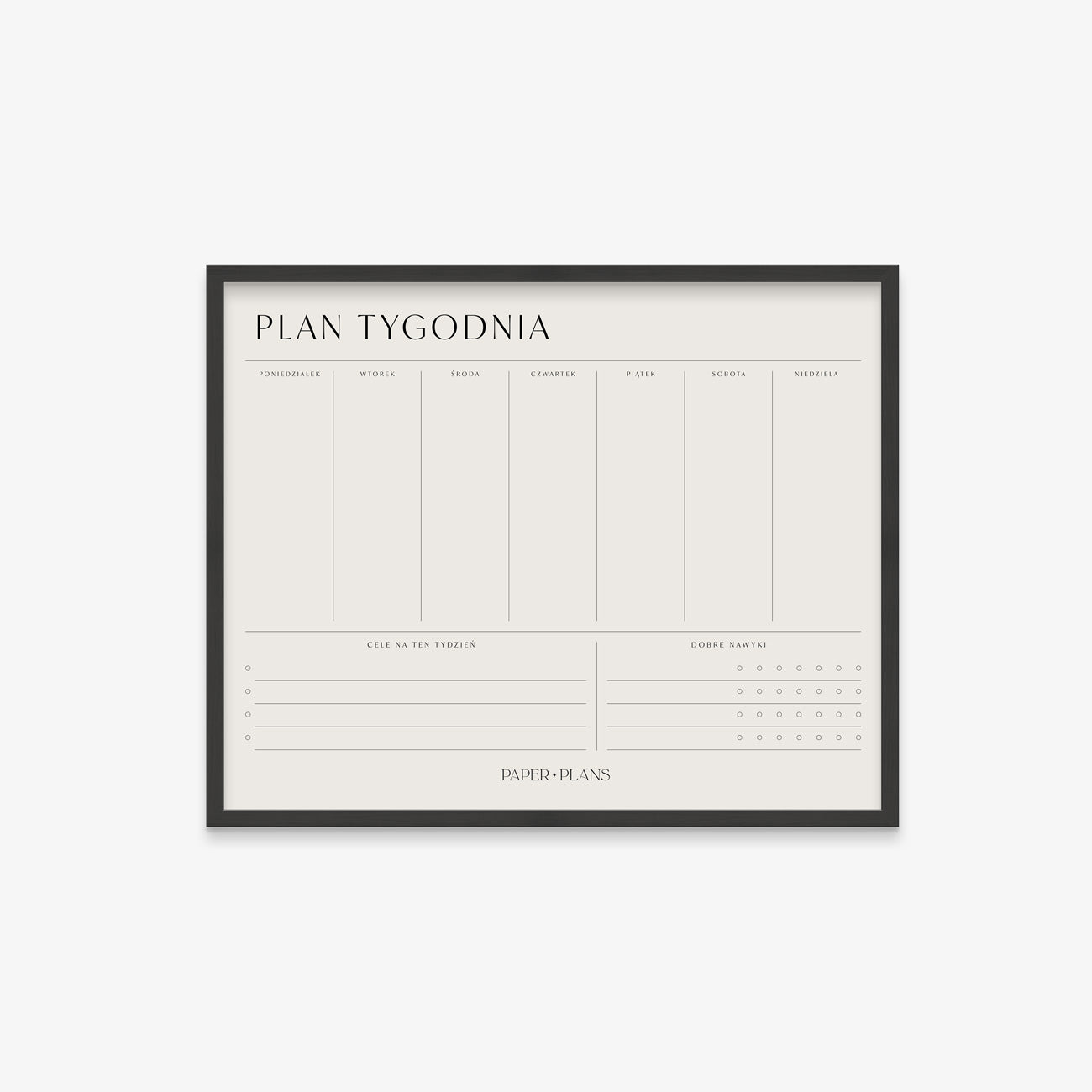 PLANER TYGODNIOWY ŚCIENNY w ramie
