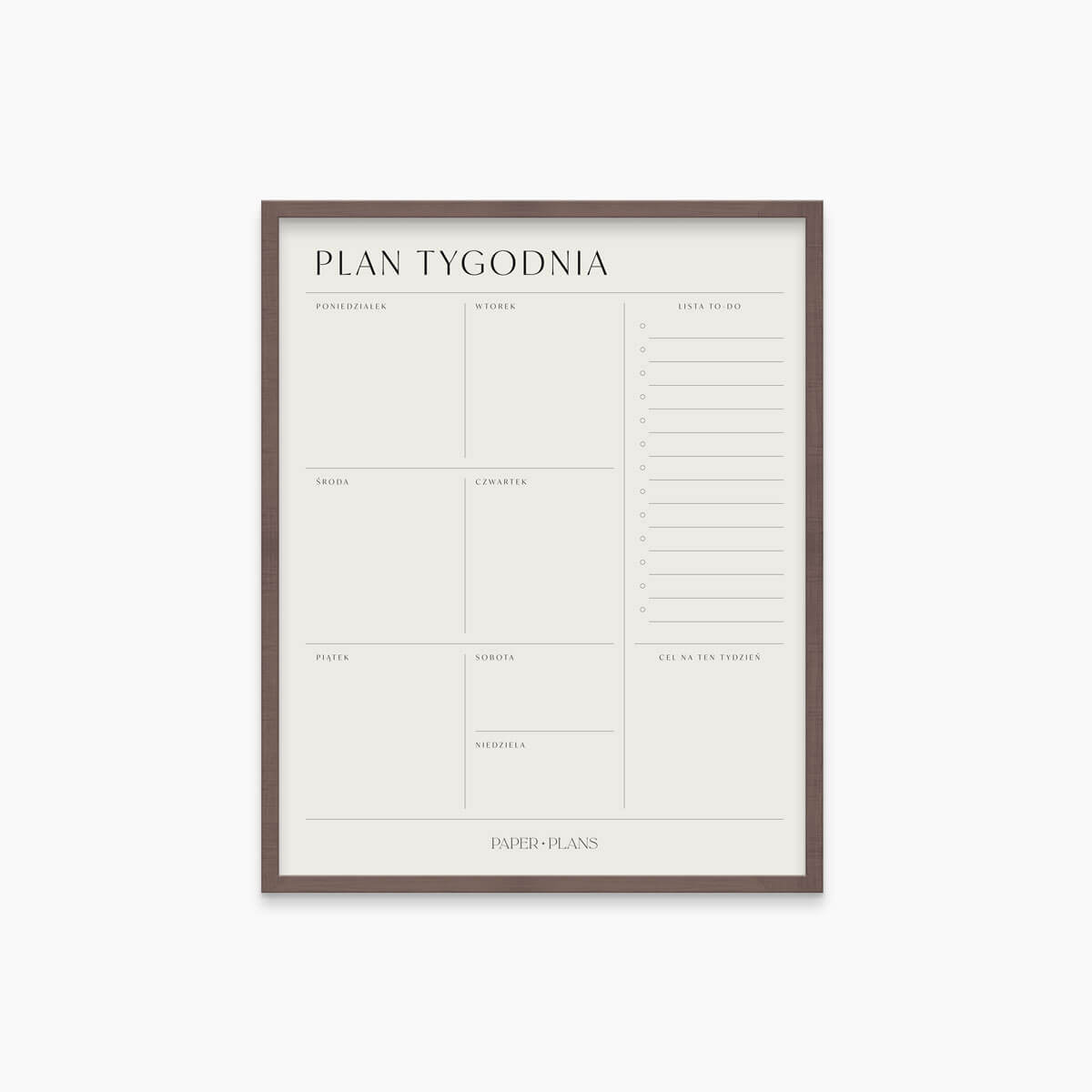PLANER TYGODNIOWY ŚCIENNY w ramie