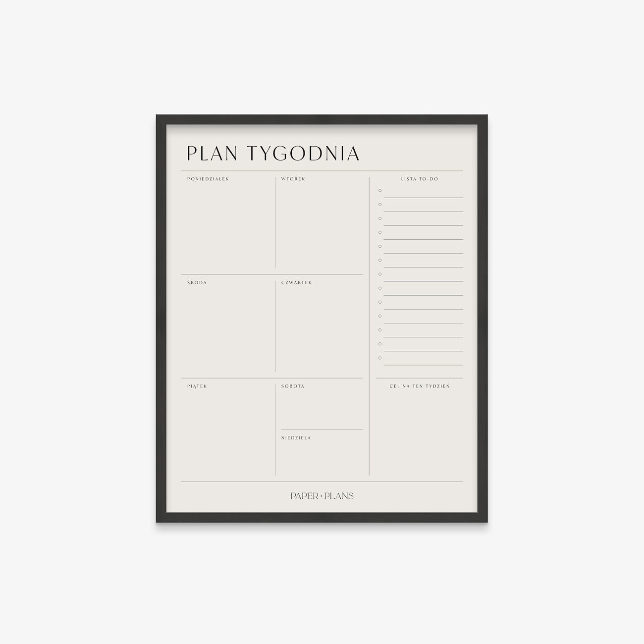 PLANER TYGODNIOWY ŚCIENNY w ramie