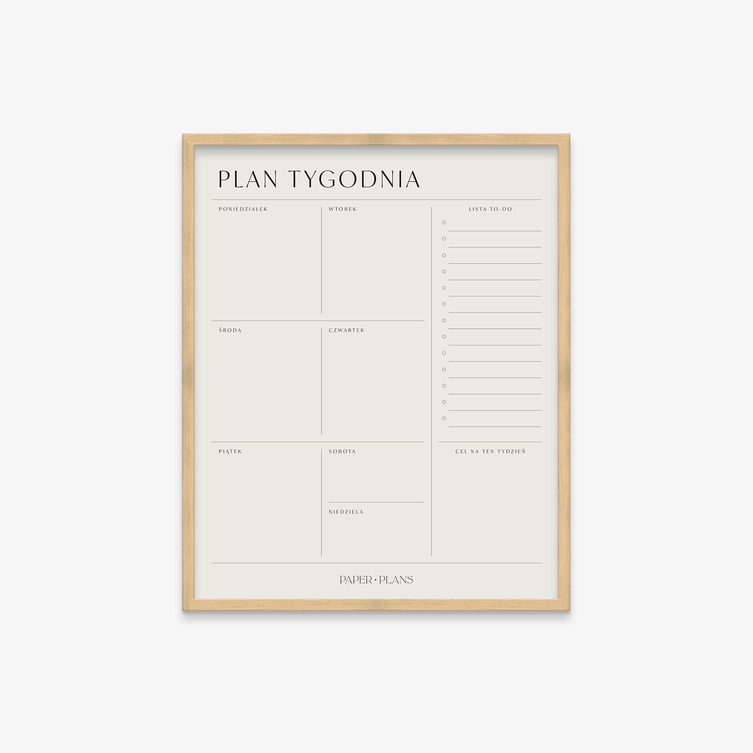 PLANER TYGODNIOWY ŚCIENNY w ramie