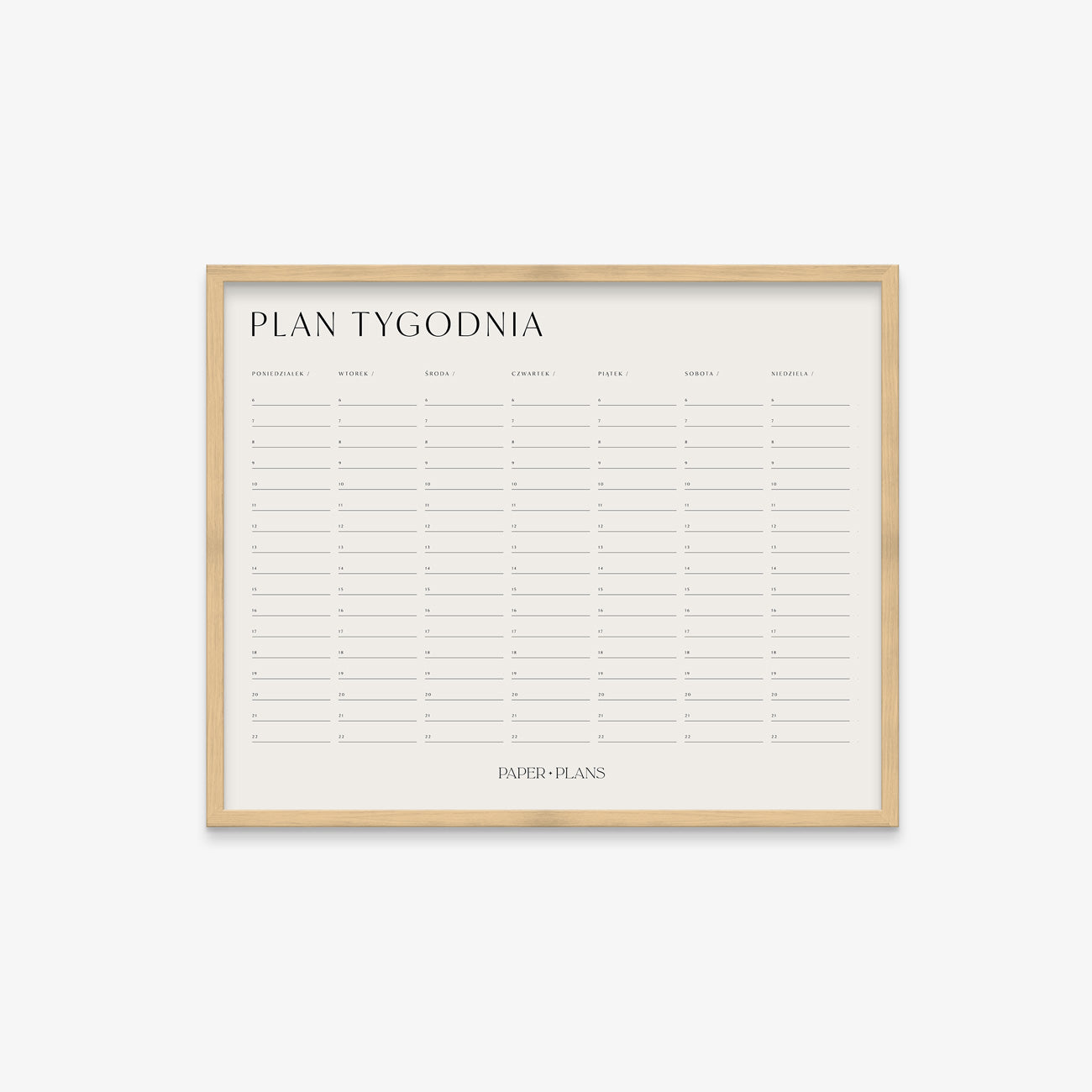 PLANER TYGODNIOWY ŚCIENNY Z HARMONOGRAMEM w ramie