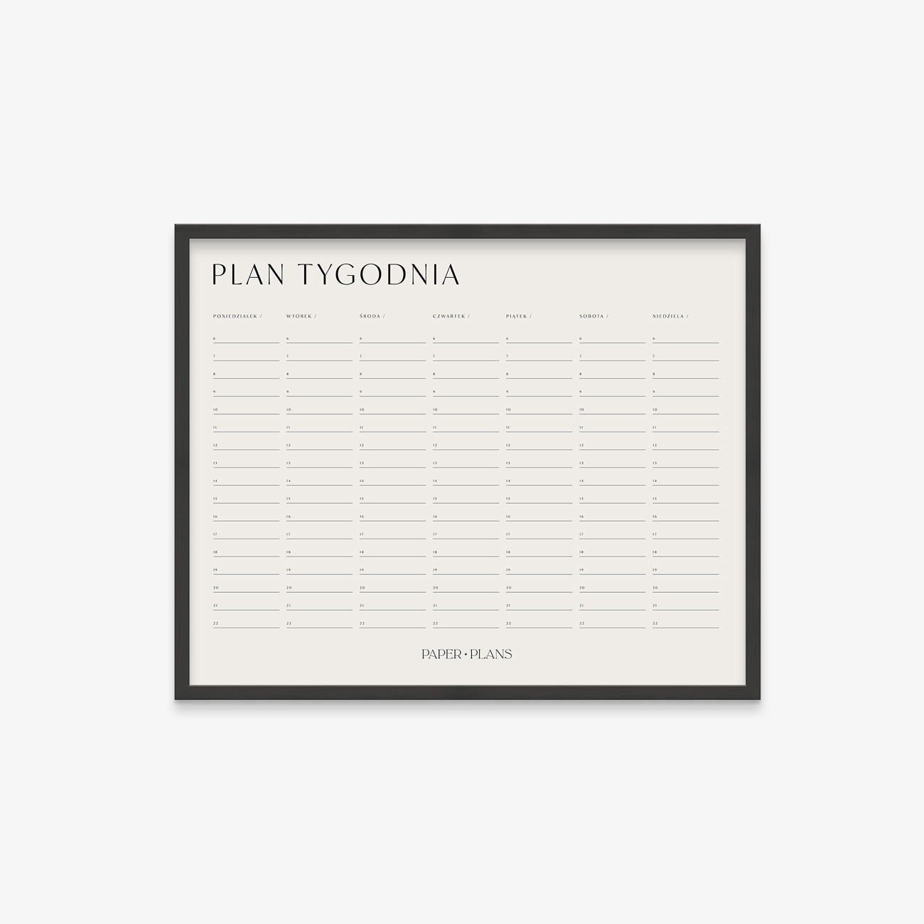 PLANER TYGODNIOWY ŚCIENNY Z HARMONOGRAMEM w ramie