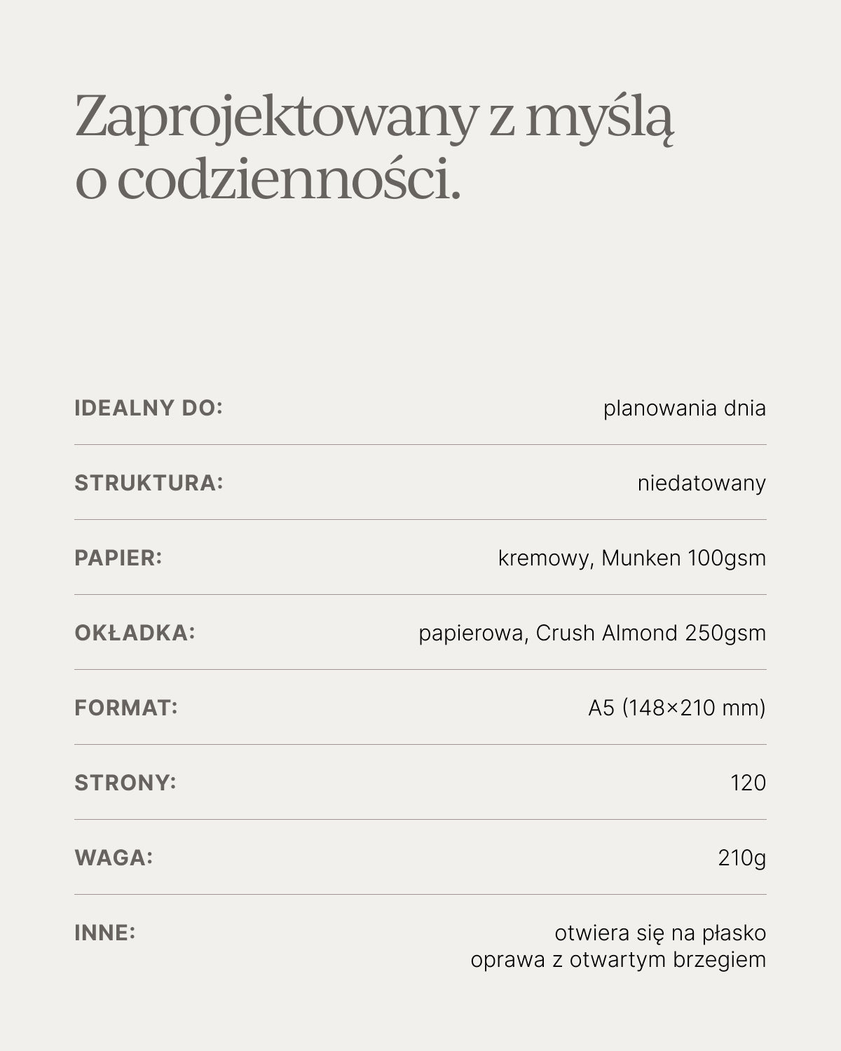 Planer dzienny A5 - RECYCLED ALMOND
