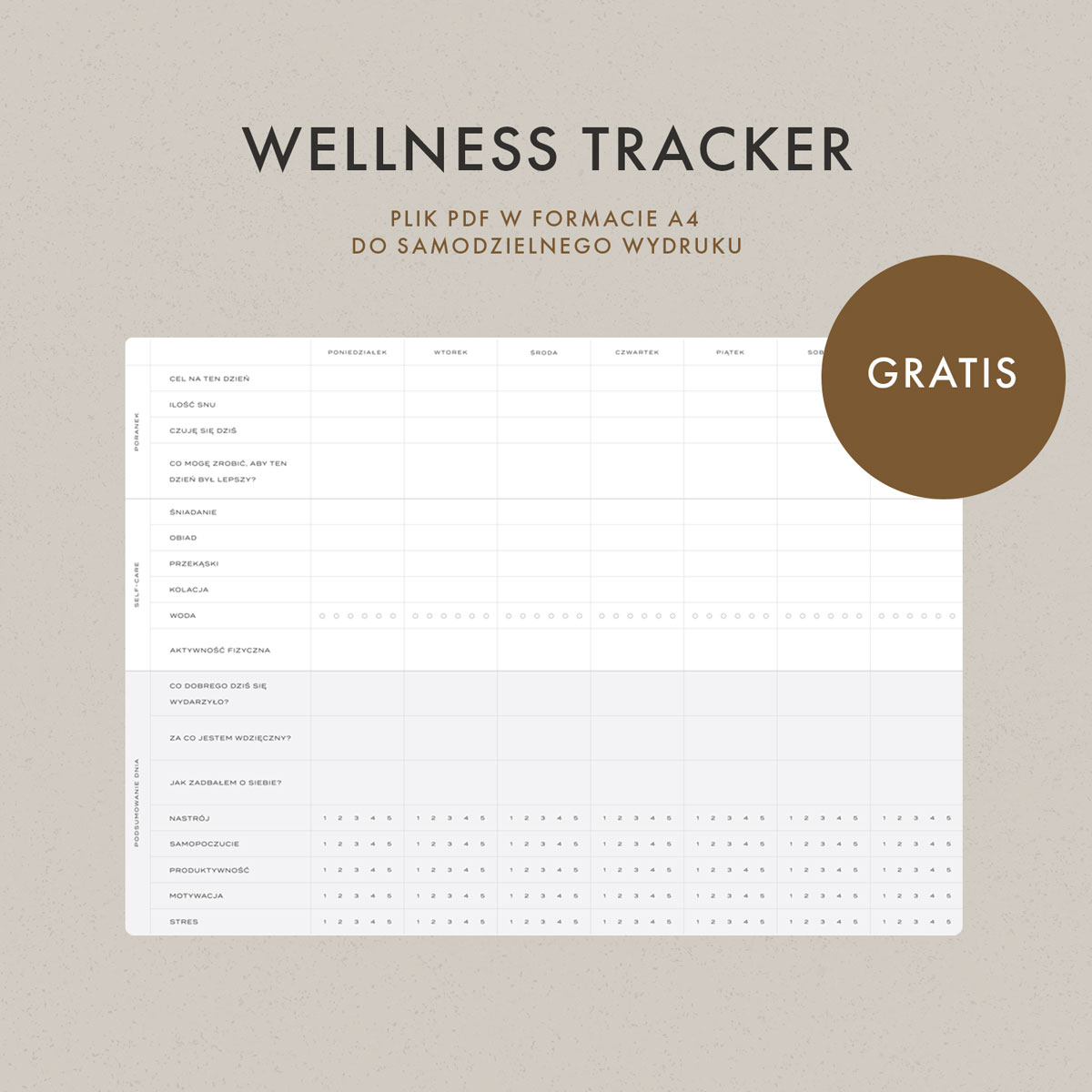 Wellness Tracker do druku